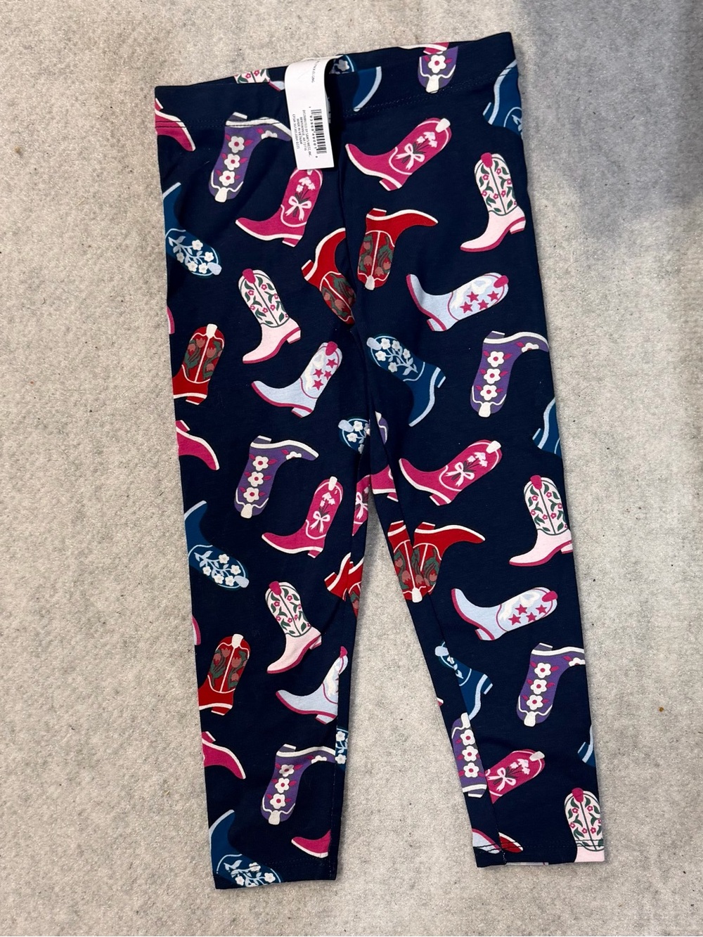 Girls Navy Cowboy Boot Print Leggings - Brand Not Visible 3T NWT